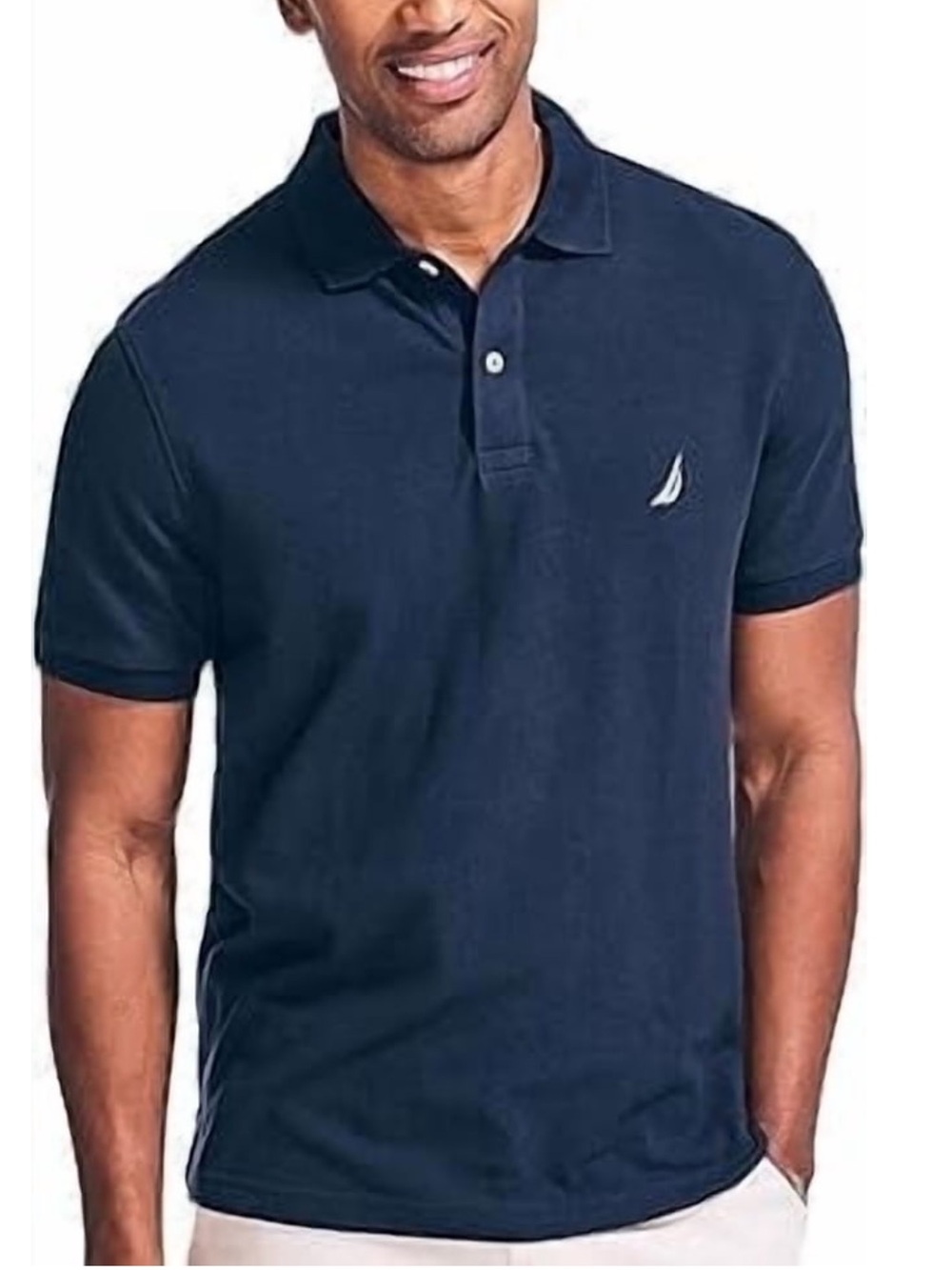 Nautica Men's Navy Short-Sleeve Polo with Logo NWT h